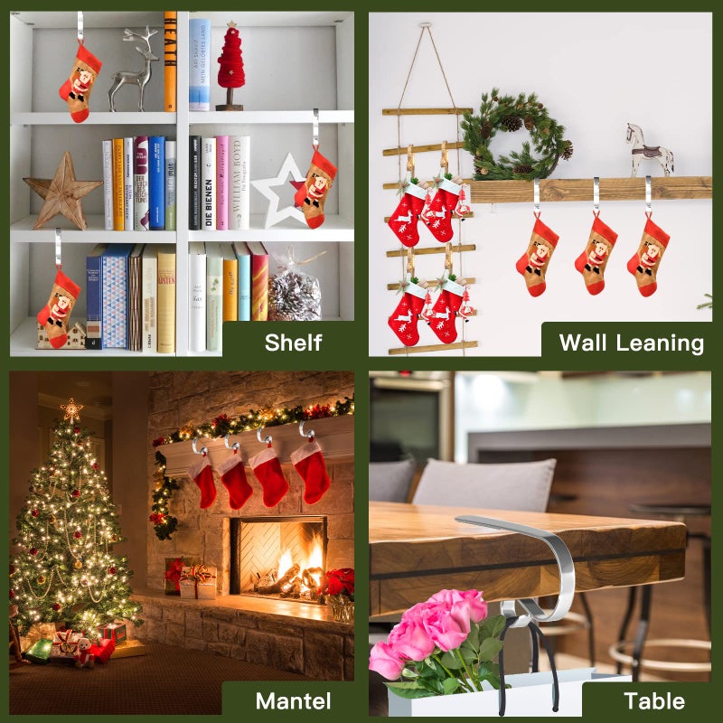 Ginbel Direct 6 Pack Christmas Stocking Holders Mantel Stocking Hanger Christmas Decoration Supplies - Image 4